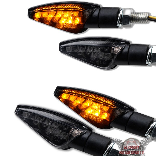 Motorrad LED Mini Blinker Toledo Teo schwarz getönt 4 Stück 2 Paar e-geprüft, Blinker Set´s, Blinker